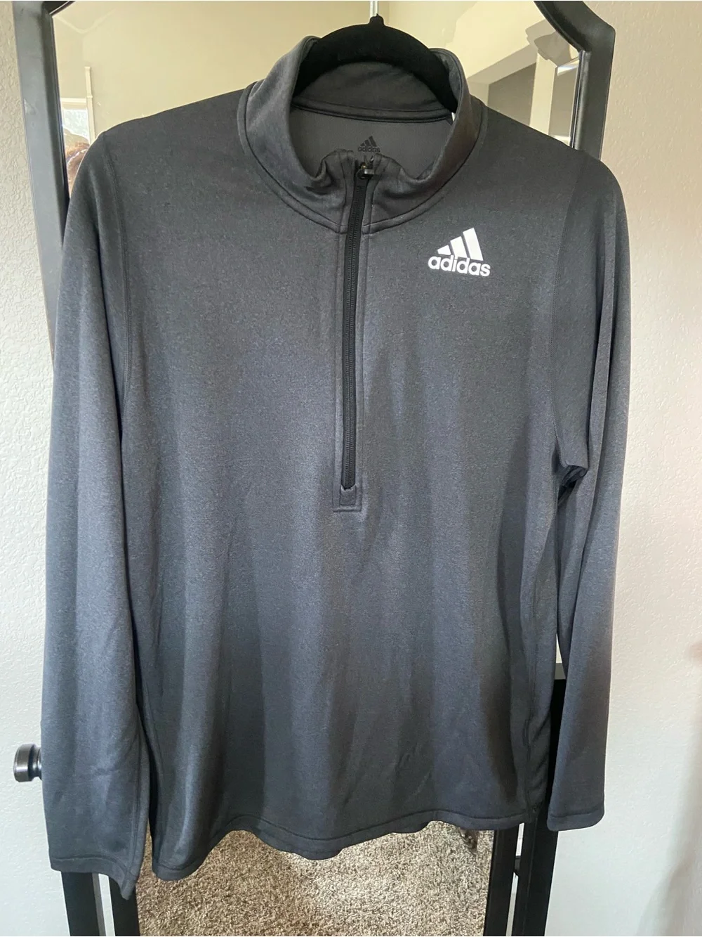 adidas dark gray Half-Zip Athletic Pullover